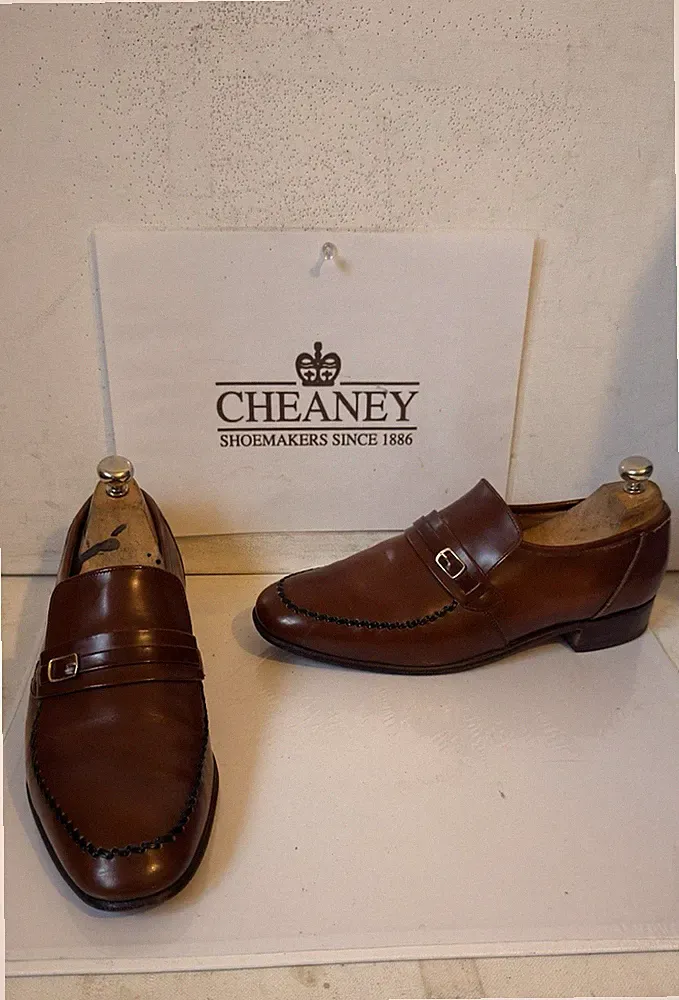 Cheaney Poole Leder Loafer Schuhe Größe UK 10 EU 44 Handmade in UK