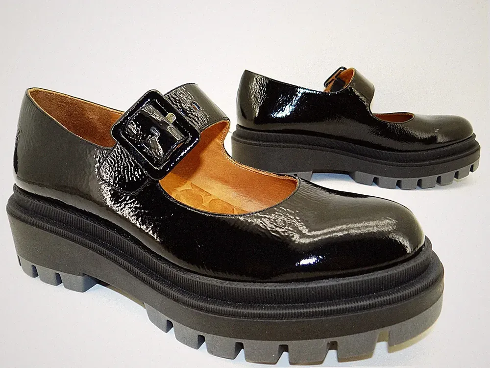 Chie Mihara Wyra Slipper Loafer Pumps Plateau Damen Schuhe Leder Gr.40 Schwarz