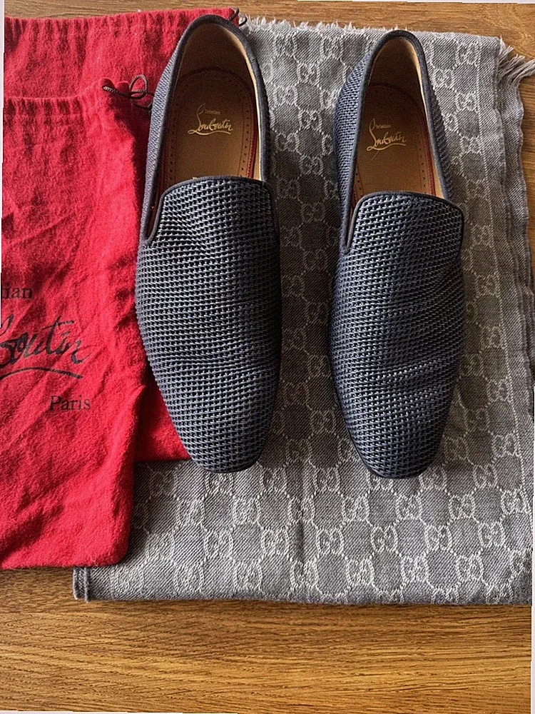 christian louboutin / Dandelion Loafer/Nylon Canvas / Jacquard Muster / Blau