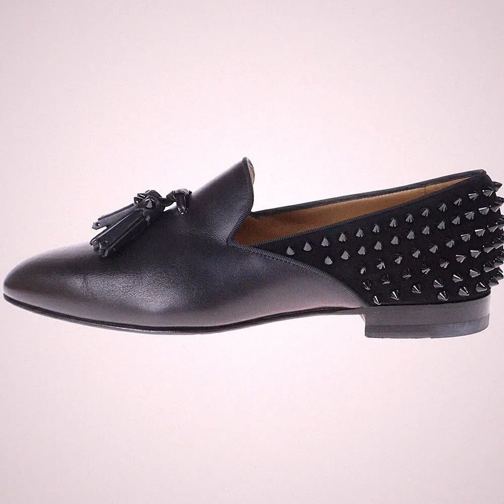 Christian Louboutin Halbschuhe Schuhe Nieten Tassilo flach EU 41 US 8 Leder s...