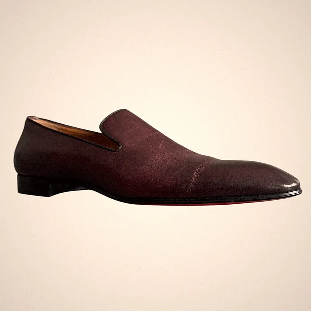 Christian Louboutin Pusteblume eleganter Schuh Größe 11 Halbschuh Leder Bordeaux 45