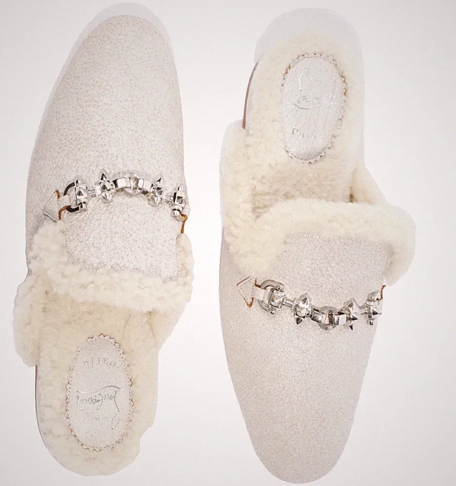 Christian Louboutin Schuhe Slippers Woolito Shearling Loafers Flats Pantoletten