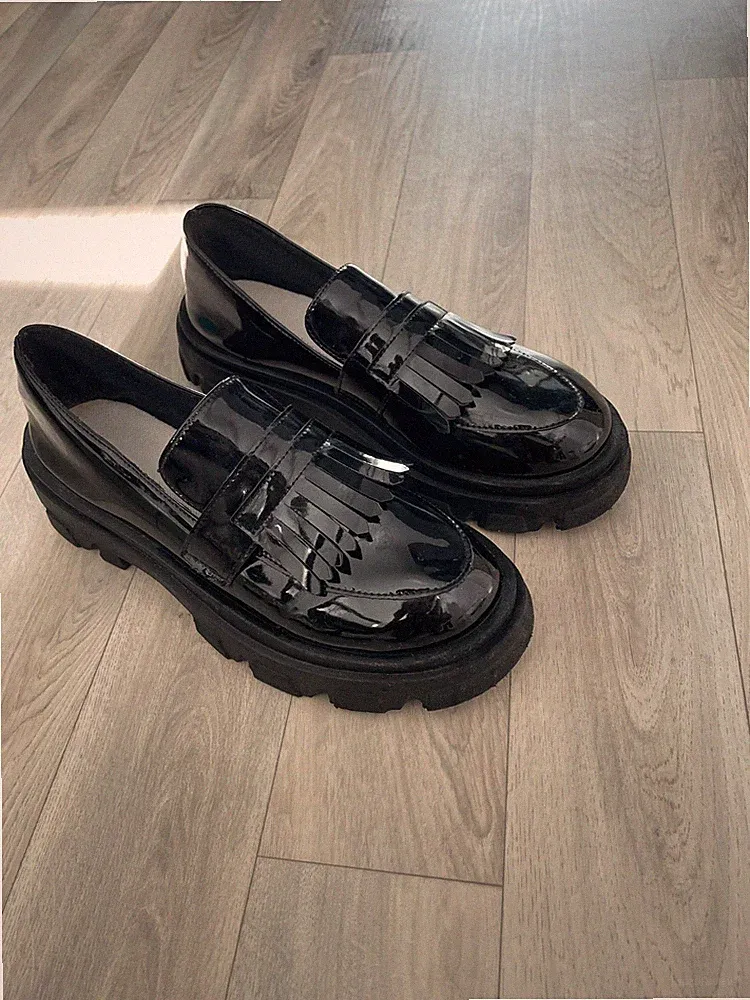chunky loafer schwarz glänzend damen gr. 42
