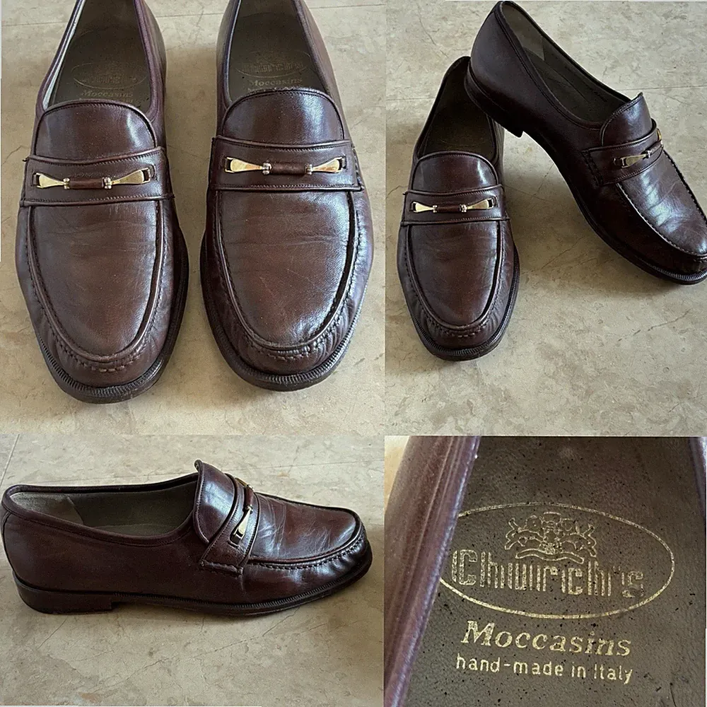 CHURCH’S braune Leder TERAMO Slipper Mokassins 6 1/2F RESOLED