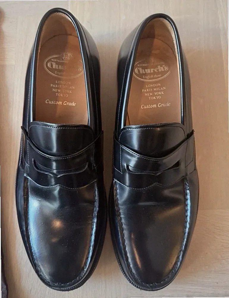 Church's Custom Grade Wesley Halbschuhe Penny Leder Schwarz Ledersohle