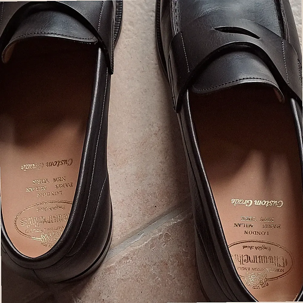 Church's Elegante Herren Halbschuhe Schwarz Leder Schnürlos EU 44 Band