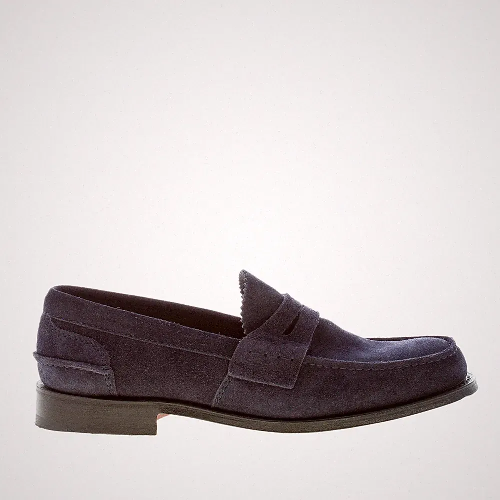 CHURCH'S Herren Schuhe Halbschuh Penny Pembrey Wildleder Navy Blau Goodyear