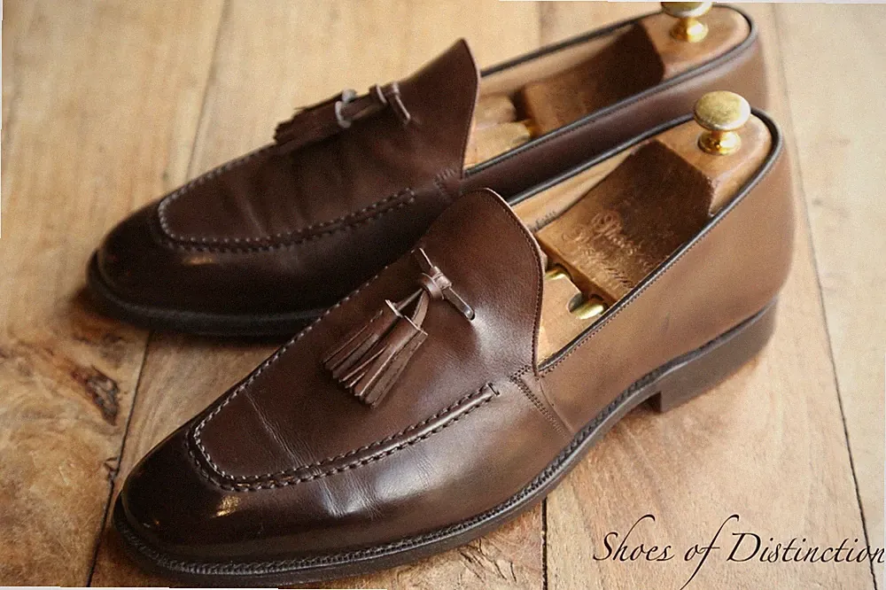 Church's maßgefertigte braune Lederschuhe mit Quasten Halbschuhe Herren UK 9...