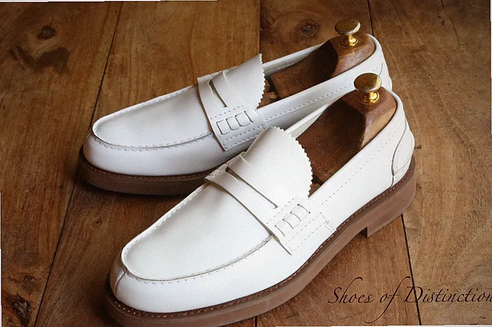Church's Pembrey weiße Leder Penny Bit Halbschuhe Schuhe Herren UK 8,5 F US 9...