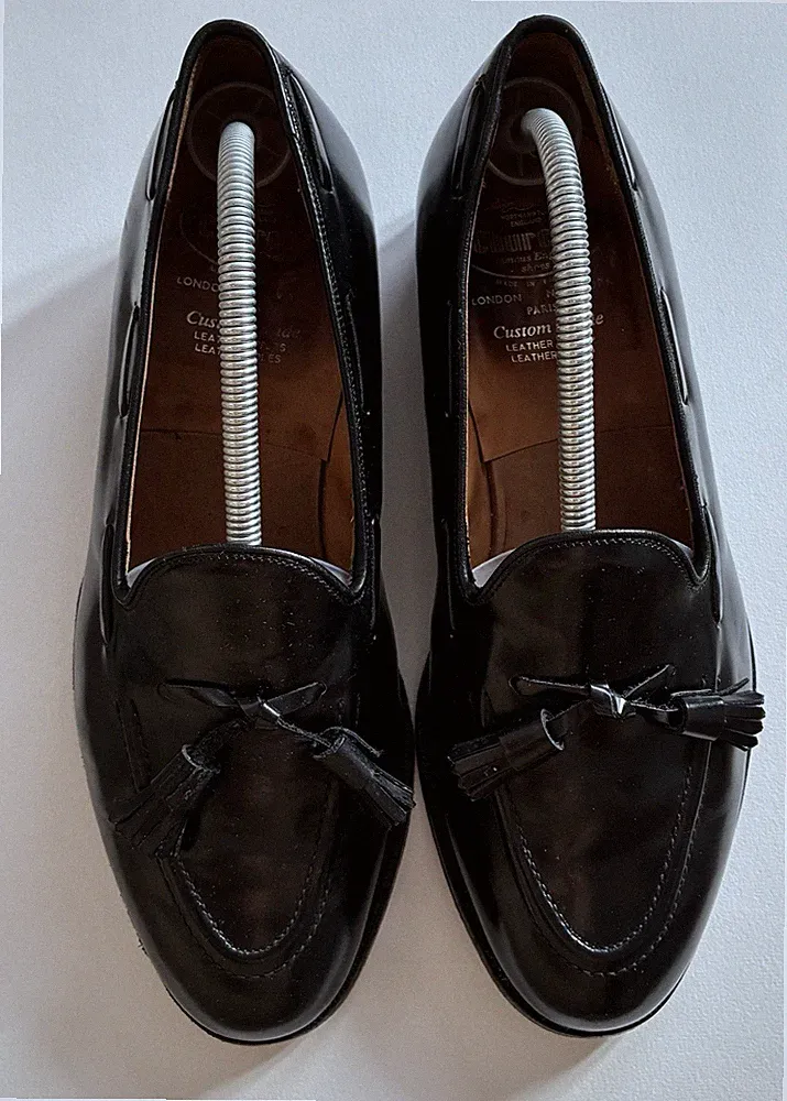 Churchs Keats Herren UK 8,5 F schwarz Leder Quaste Halbschuhe Sonderanfertigung UVP £775
