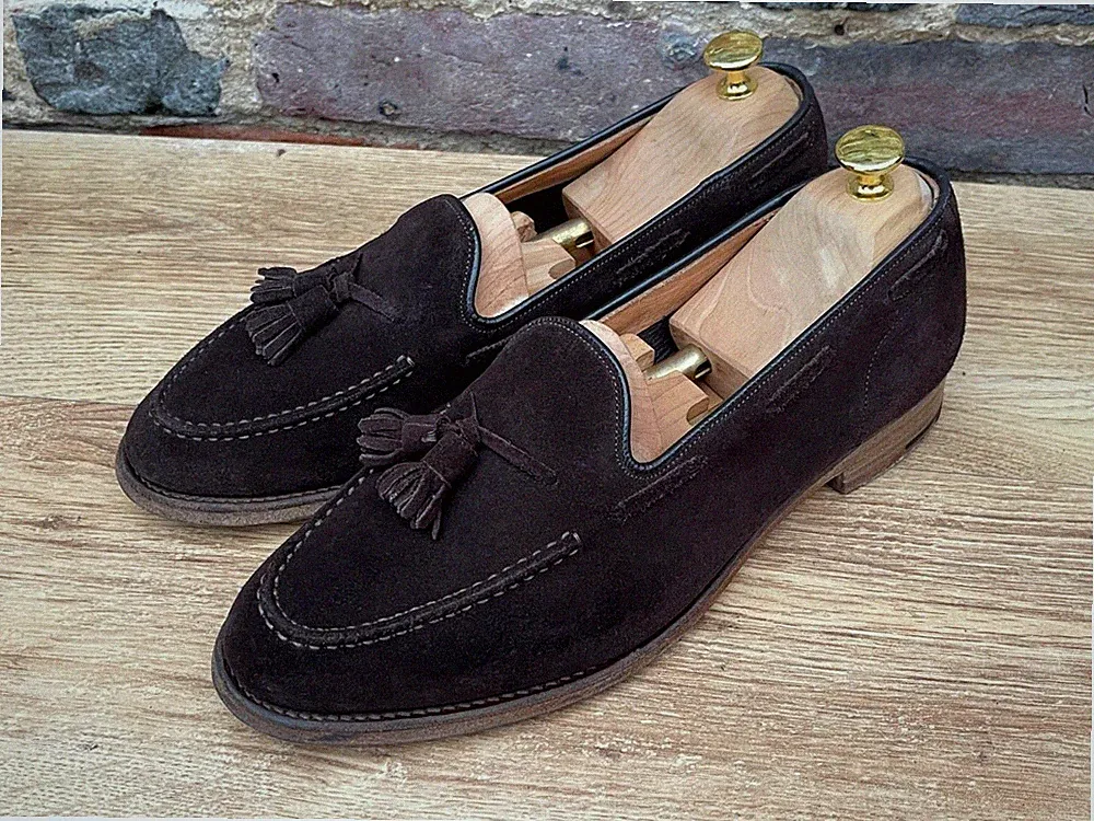 Churchs Maßgefertigt Grad Quasten Wildleder loafers UK 8.5 US 9.5 Eu 42.5 F Worn