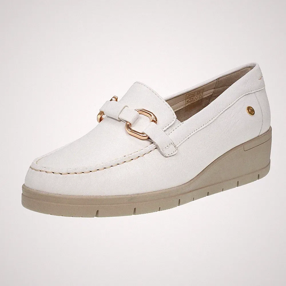 Cinzia Soft Leder Halbschuhe mit weißem Keilabsatz - Damenschuhe