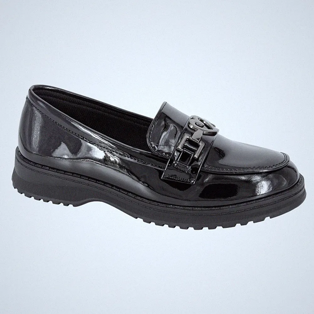 Cipriata Mädchen Lack Kunstleder Slipper Grob Halbschuhe Schulschuhe Größe 13-5