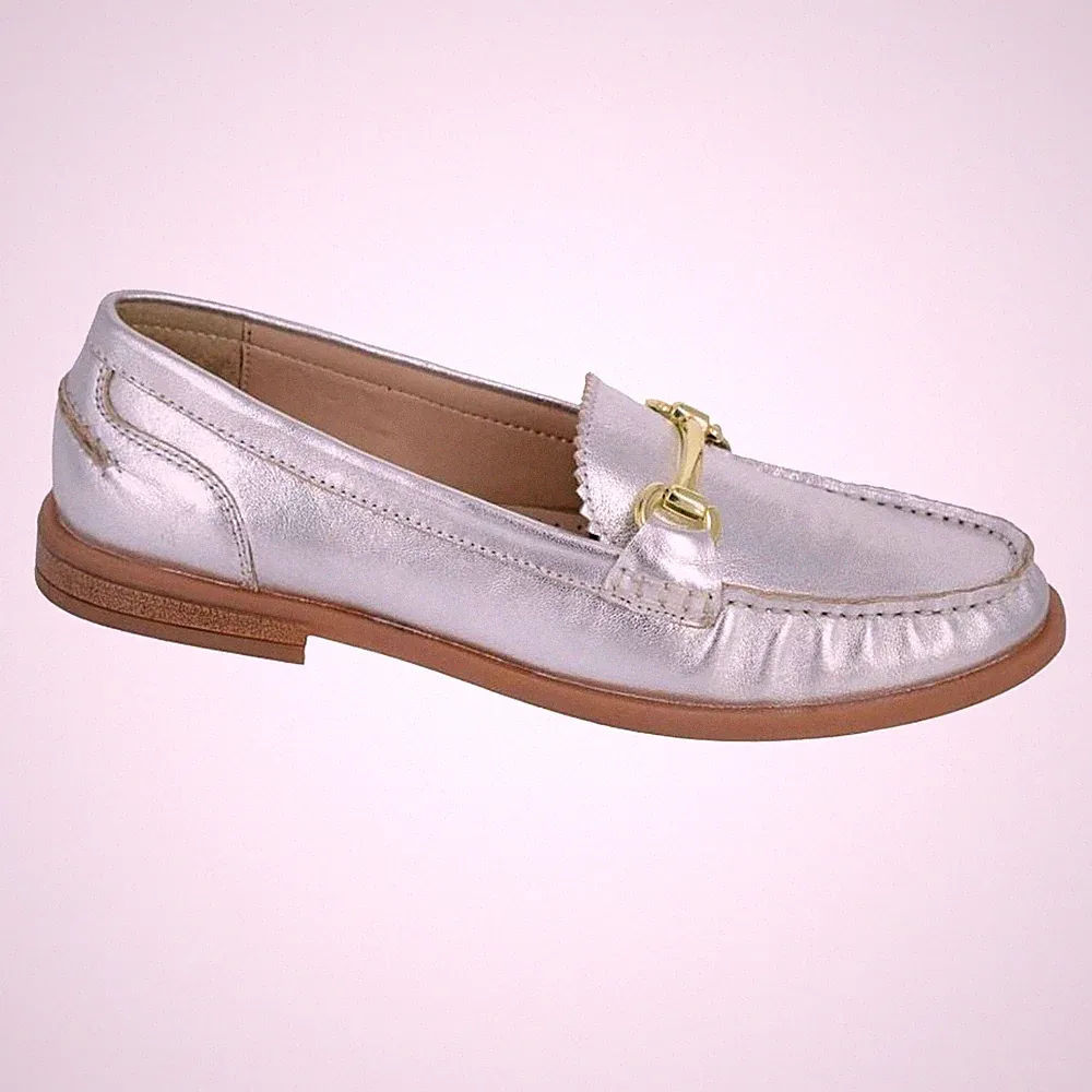 Cipriata Nicolosa Damen elegante Freizeit Mode Slipper Leder Halbschuhe silber