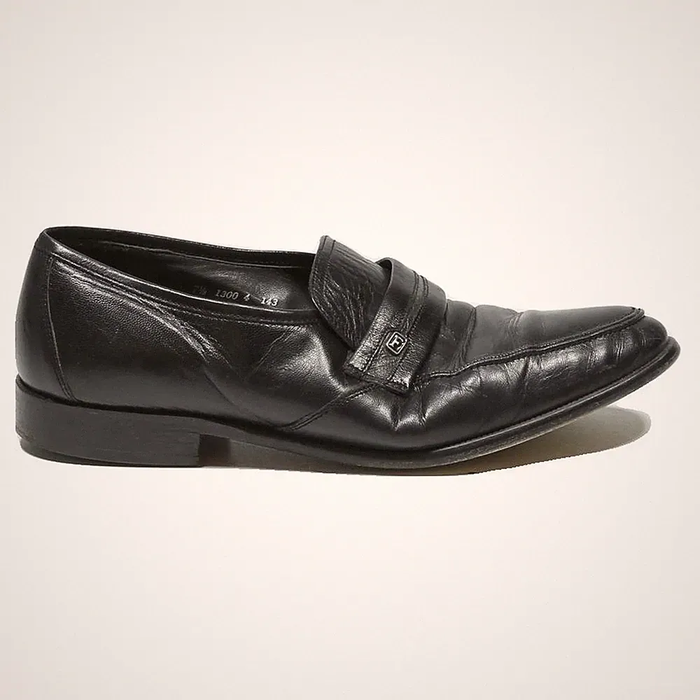 CITY Herren Klassische Leder-Schuhe Schwarz Smart Office Loafer UK 7.5
