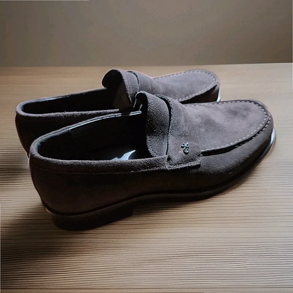 CK Calvin Klein Penny Loafer DARK Brown Suede Leather Size 41 Men