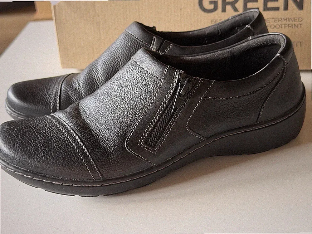 Clarcs Cora Giny Loafer Slipper 39 1/2 UK 6 Leder Weite W