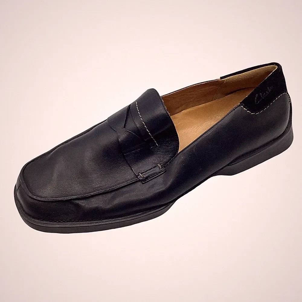 Clarks Active Air Herren Weite Passform Penny Halbschuhe UK 10,5 G Schwarz Leder Smart