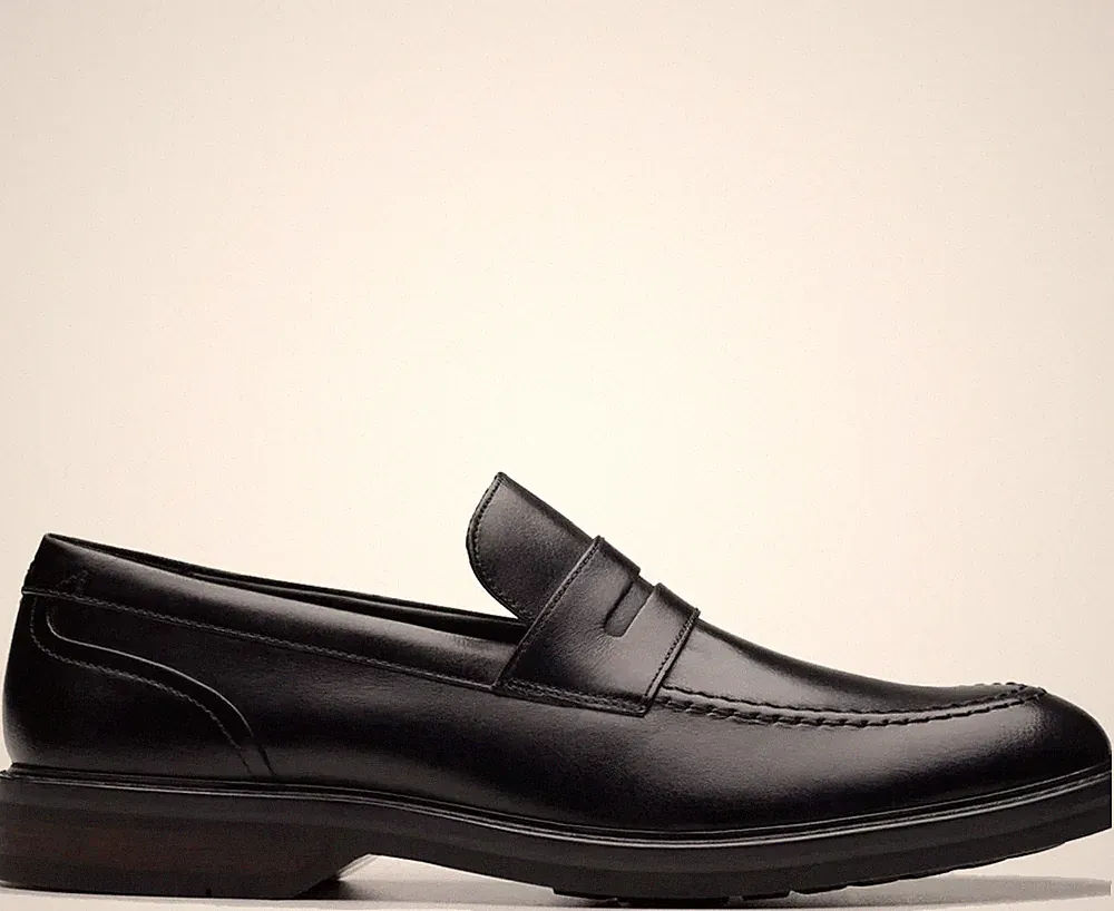 Clarks Aldwin Step Herren Schwarze Leder Loafer Freizeit CL26178429