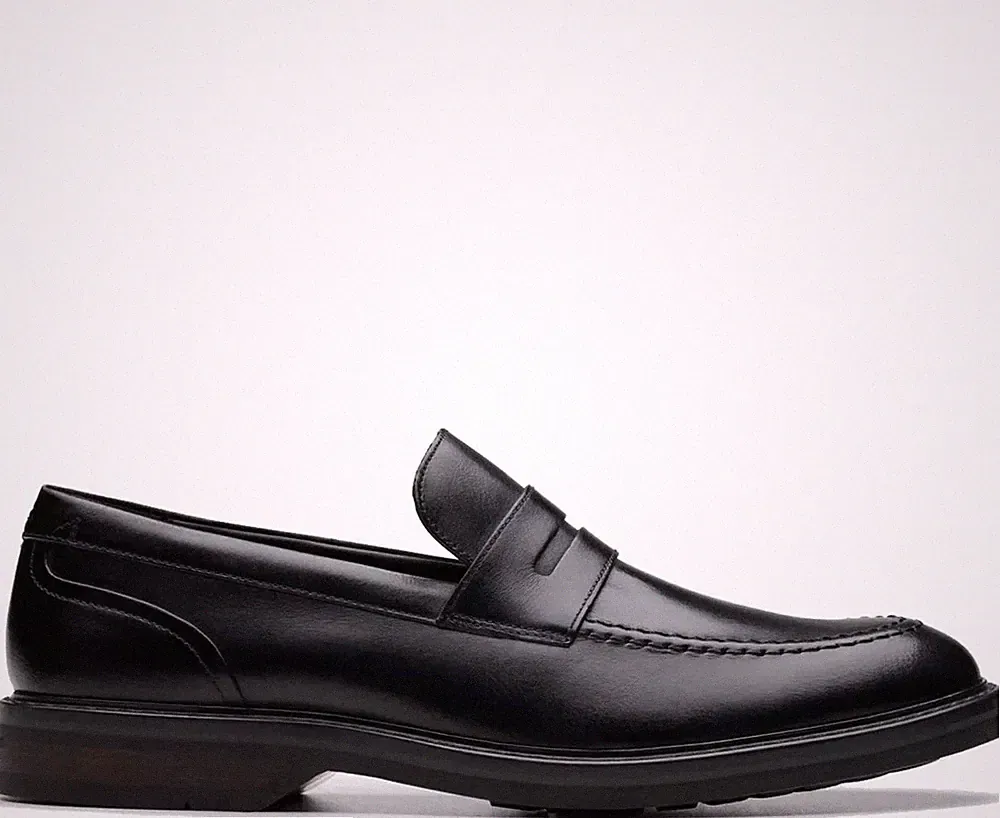 Clarks Aldwin Step Herren Schwarze Leder Loafer Freizeit CL26178429