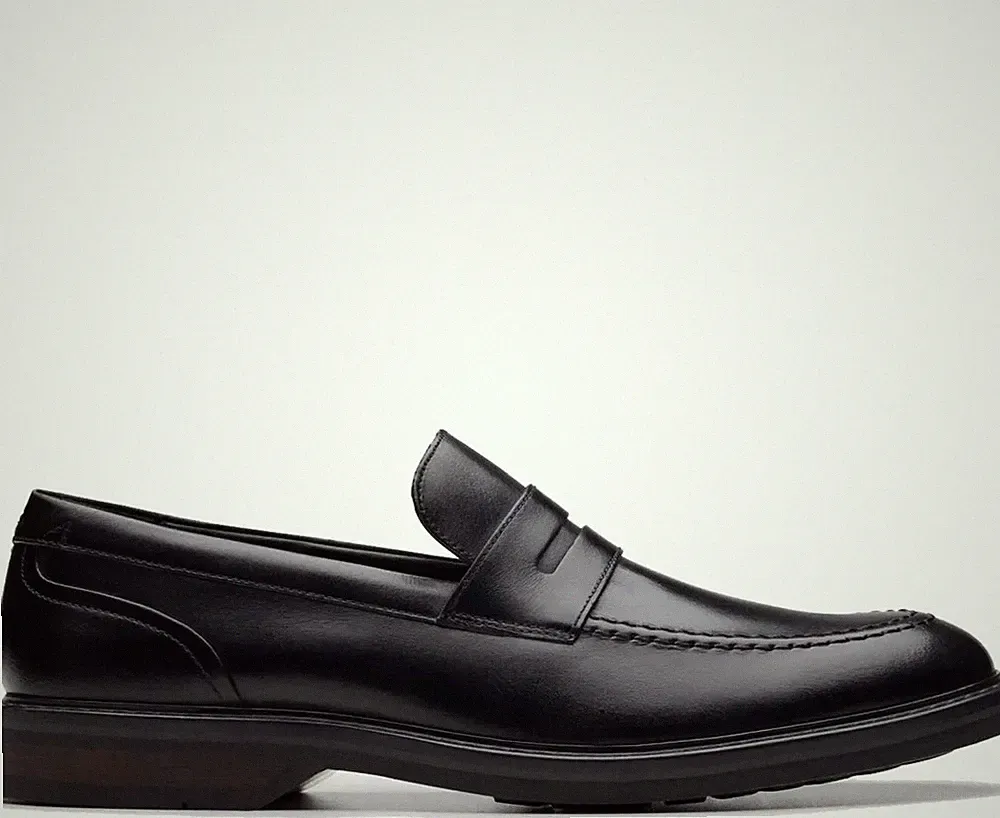 Clarks Aldwin Step Herren Schwarze Leder Loafer Freizeit CL26178429