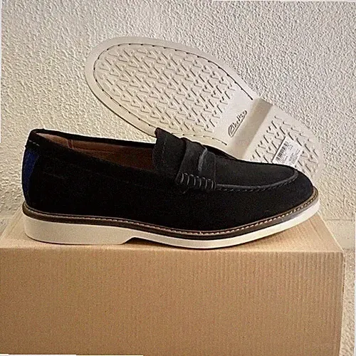 Clarks Atticus LT SLIP Herren Navy Wildleder Halbschuhe Schuhe UK Größe 8 G EU 42
