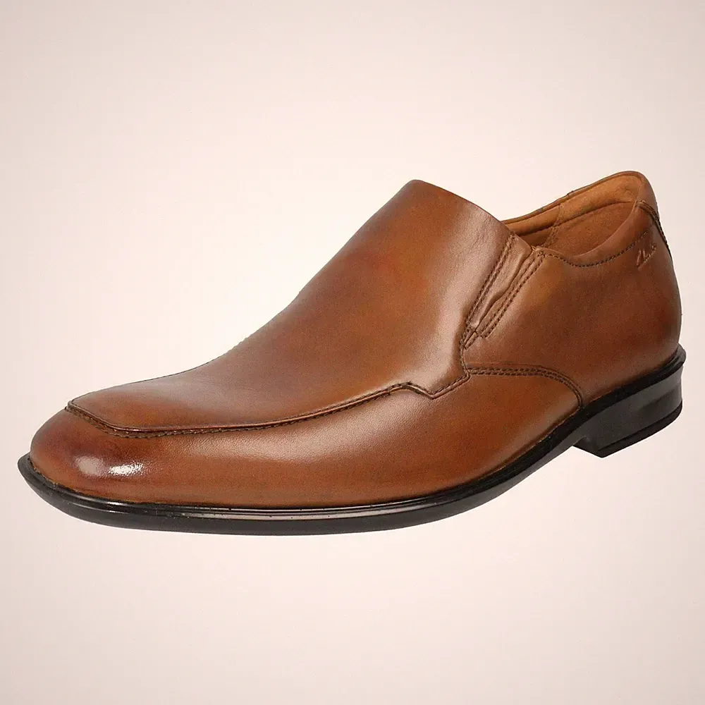 Clarks Bensley Step Leder Smart Loafer Slip-On Schuhe Herren G Fit