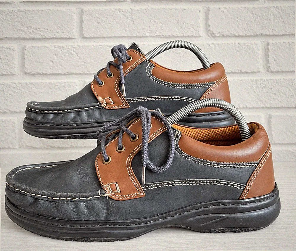 Clarks Bootsschuhe blau braun Leder Halbschuhe Herren UK Größe 7