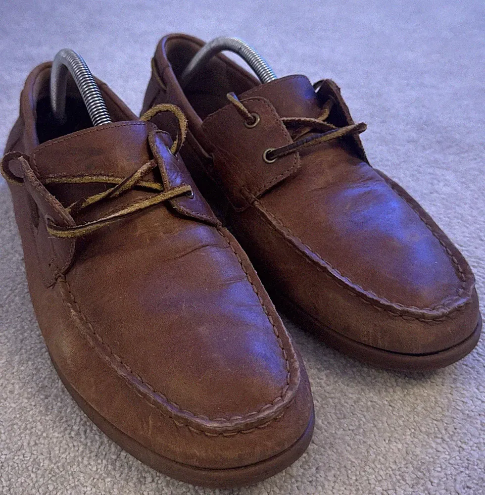 Clarks Bootsschuhe Herren UK 8 G Braun Leder Deck Halbschuhe Schnürschuhe Freizeit