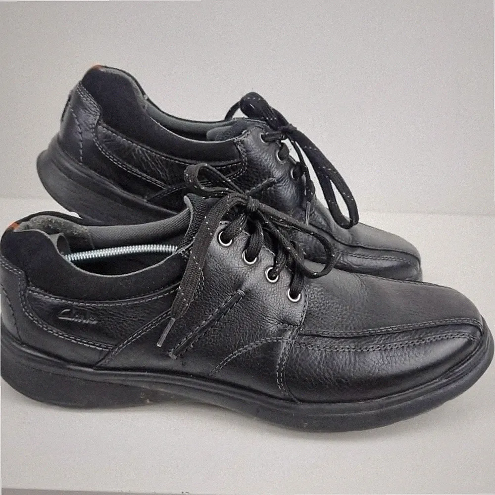 Clarks Cotrell Walk Oxford Herren-Flats in schwarzem Leder UK Größe 11 G sehr guter Zustand