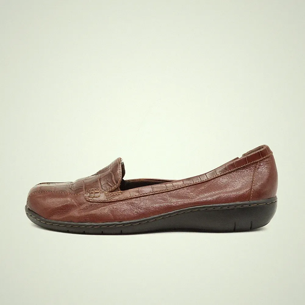 Clarks Damen 15260 Slipper Braun Leder Low-Top Komfort Loafer EU 39,5