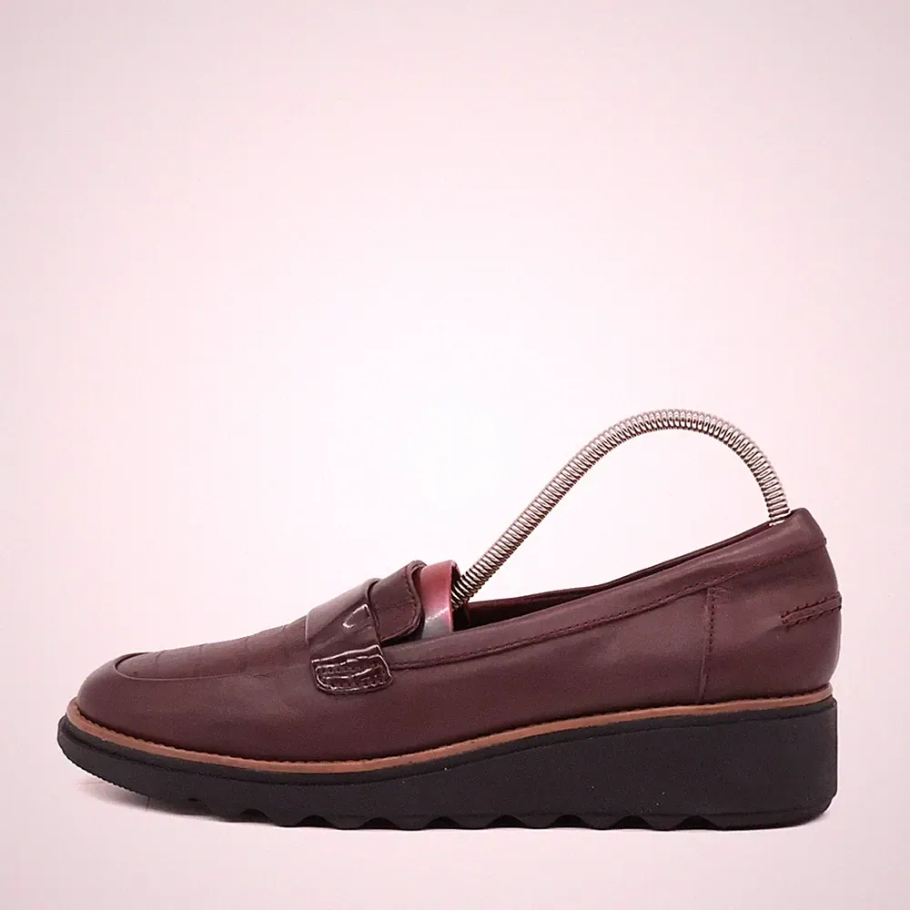 Clarks Damen 261539046 loafer bordeaux leder low-top plateausohle casual EU 37.5