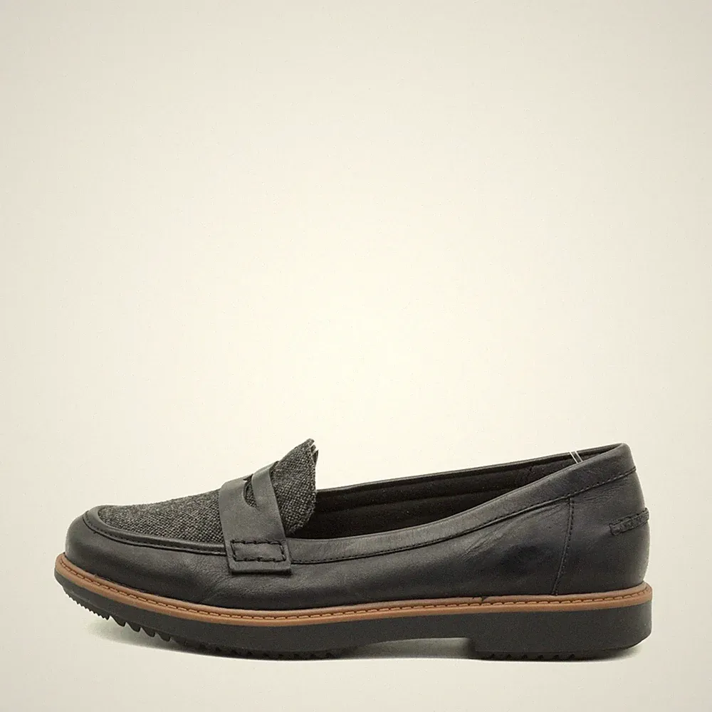 Clarks Damen Collection Penny Loafer schwarz/grau Atmungsaktiv Mokassin EU 37,5