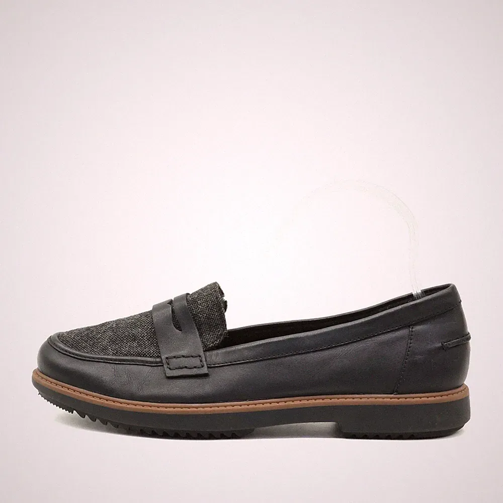 Clarks Damen Collection Penny Loafer Slipper schwarz/grau Low Top EU 40