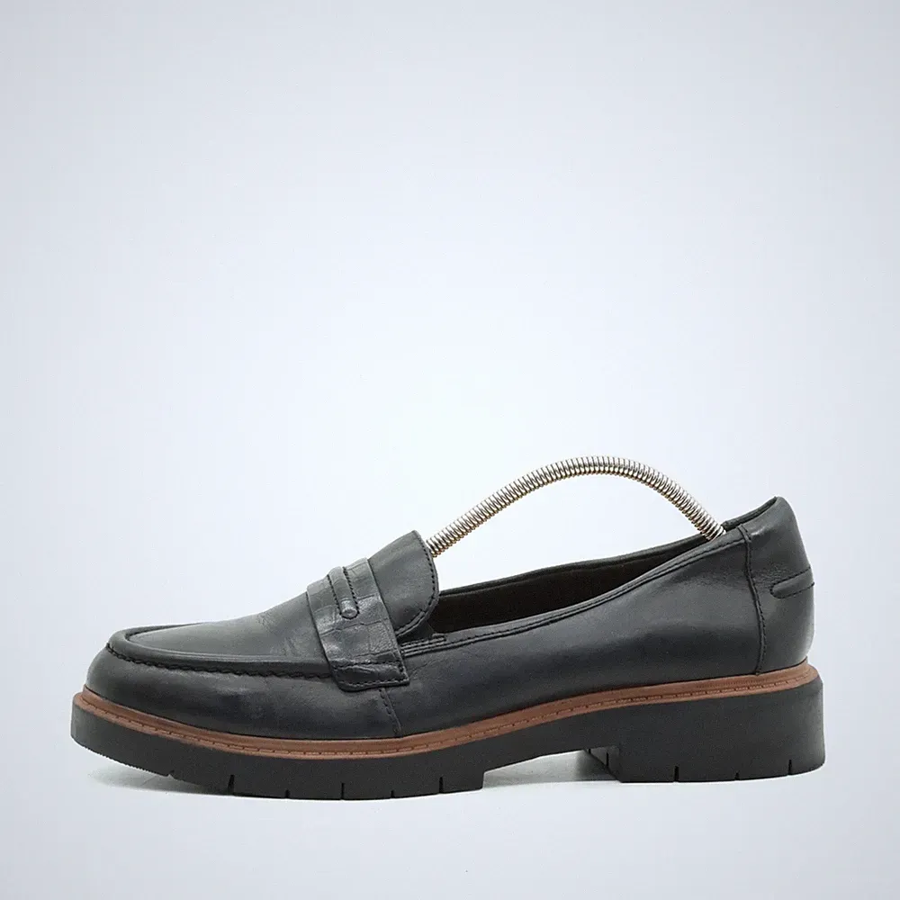 Clarks Damen Loafer EU 40 Penny Schwarz Bequeme Laufsohle Komfort
