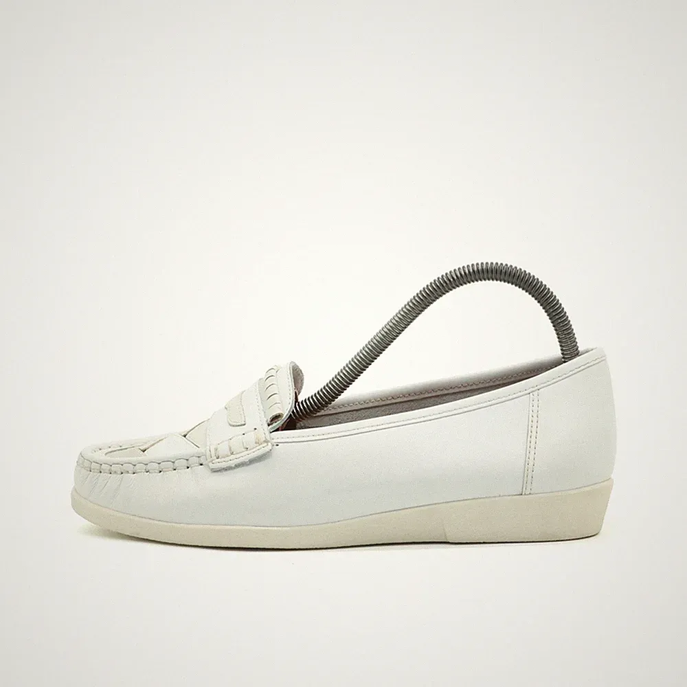 Clarks Damen Loafer EU 41,5 Penny-Slipper Weiß Leder Mokassin