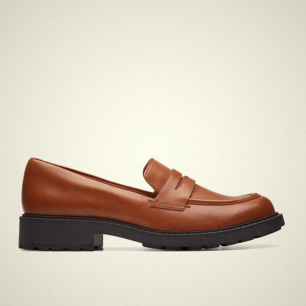 Clarks Damen ORINOCO 2 PENNY dunkelbraune Leder-Loafer Schuhe