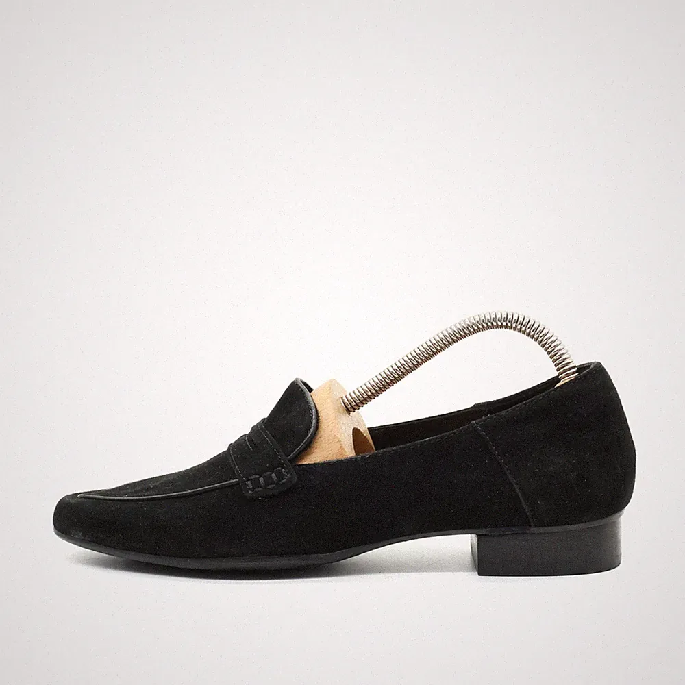 Clarks Damen Slipper EU 39 Artisan Penny Loafer Schwarz Wildleder