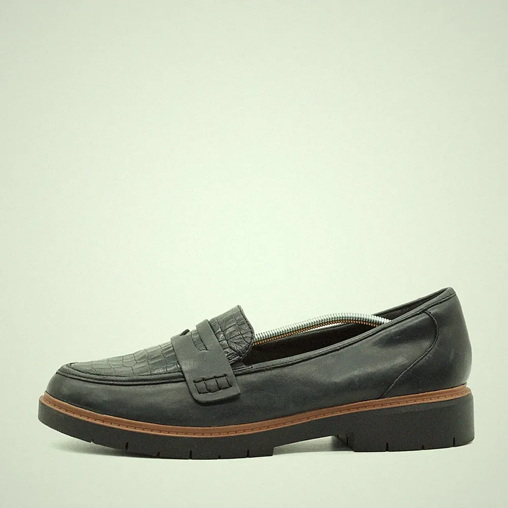 Clarks Damen Slipper EU 42.5 261744524085 Schwarz Leder Niedrigschaft Loafer