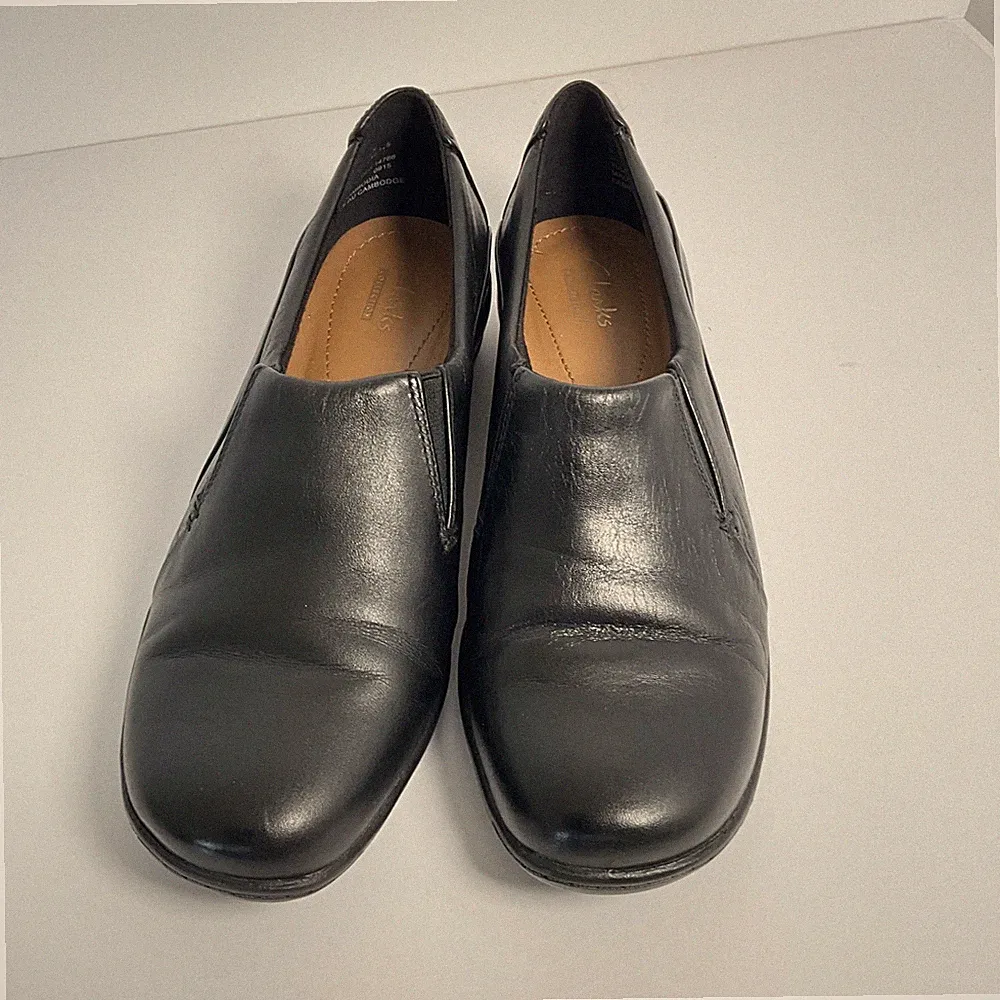 Clarks Damenschuhe schwarz Größe 5 EU 38 Leder Smart Schuhe flach Keilabsatz Arbeit