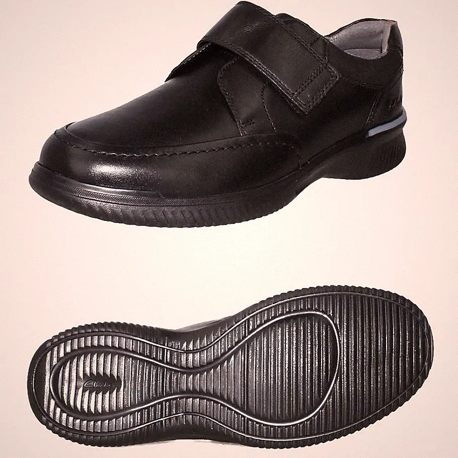 Clarks Donaway Strap SCHWARZ LEDER Schuh LEICHT Herren UK-9 G EU-43 M