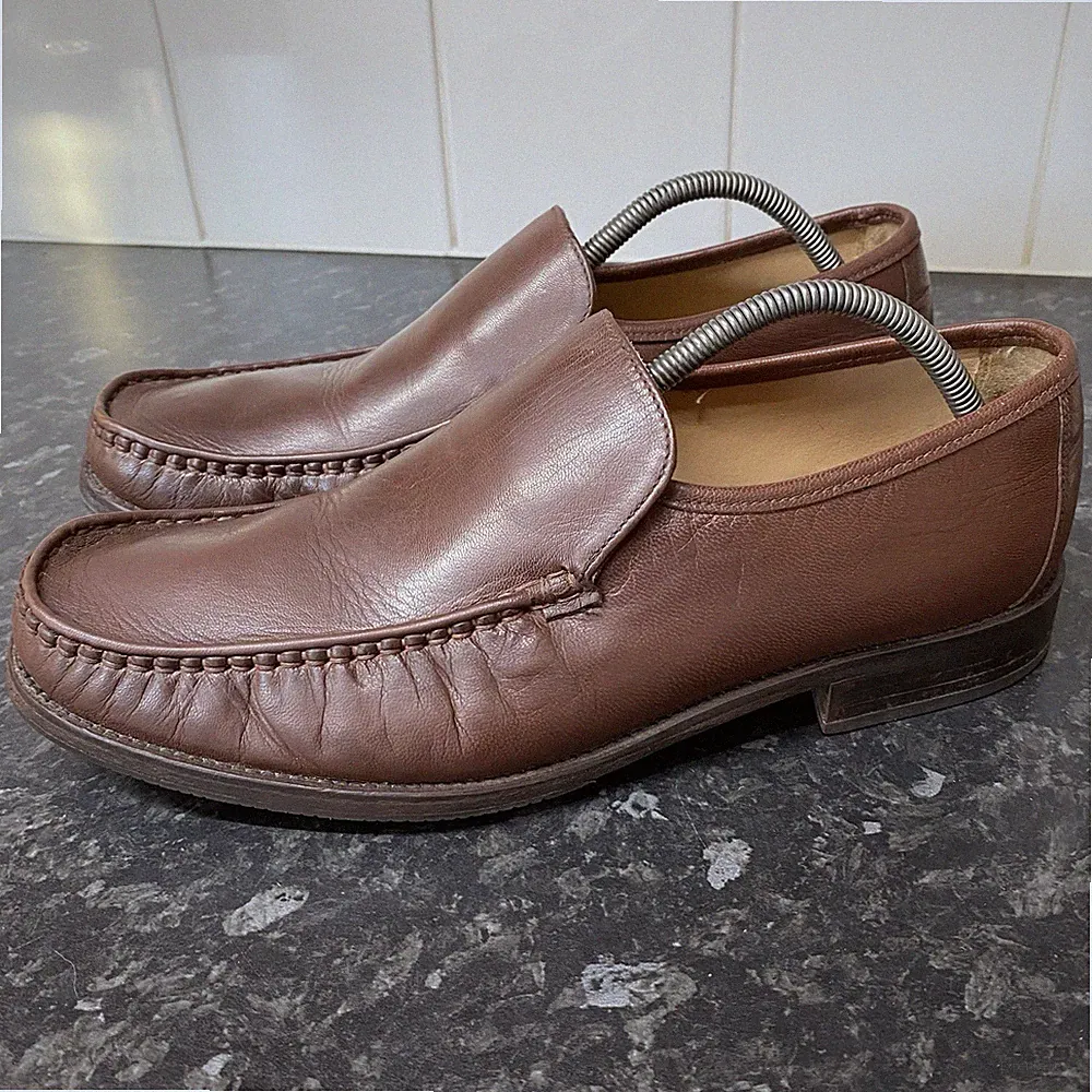 Clarks dunkelbraune Leder Slipper Halbschuhe Mokassins Schuhe Smart Größe UK 10 EU 44,5
