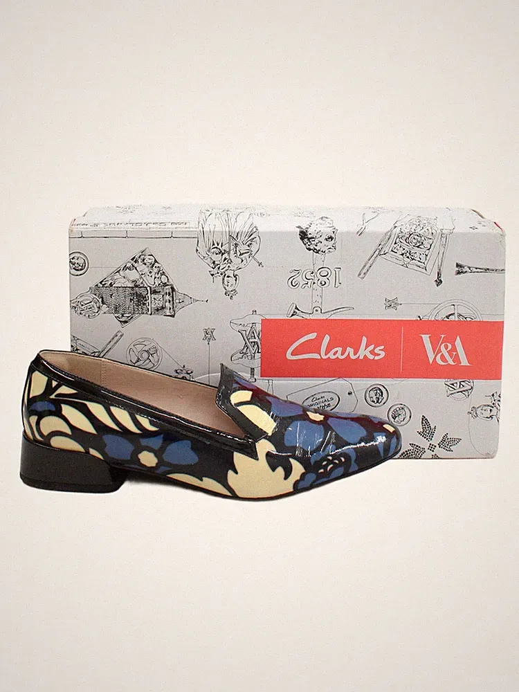 Clarks flache Damenschuhe UK 5 mehrfarbig geblümt 100 % Leder Halbschuh