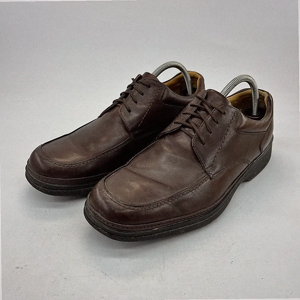 Clarks Flexlight Comfort Schuhe Herren UK10 Braun Leder Extra Weite Passform Schnürer