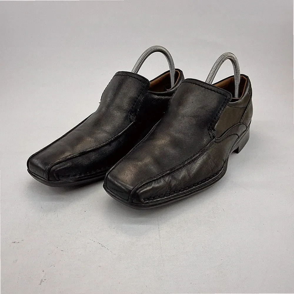 Clarks Flexlight Herren Schwarz Leder Halbschuhe UK 7 Atmungsaktiv Bequem Slipper