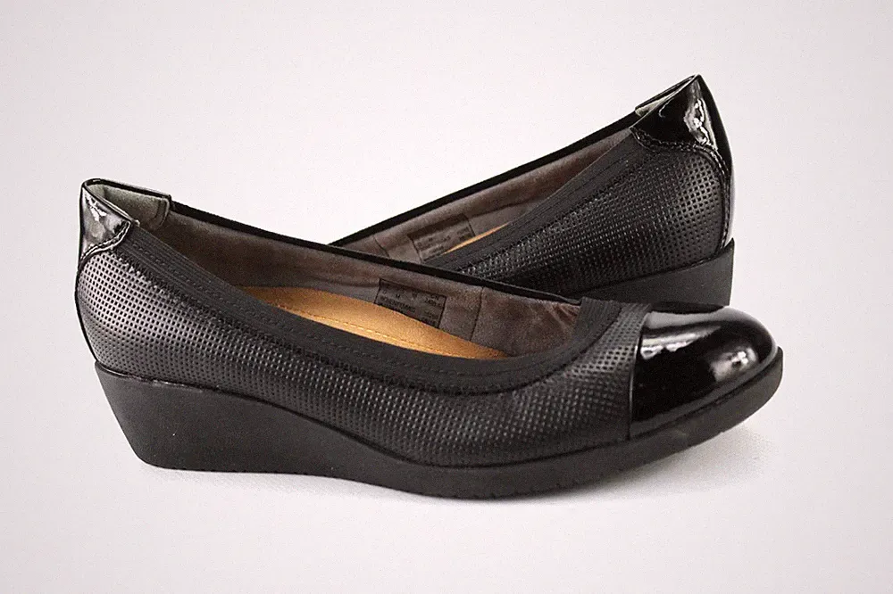 Clarks Gr.38 Damen Komfort Ballerinas Slipper Loafers Leder Schwarz TOP R 380