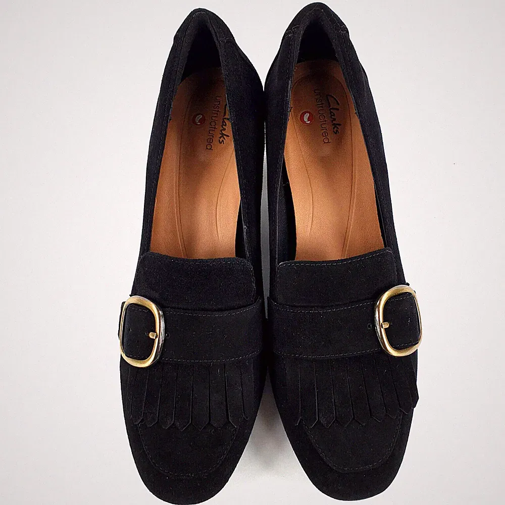 Clarks Halbschuhe Heels schwarz Wildleder Echtleder Größe 5
