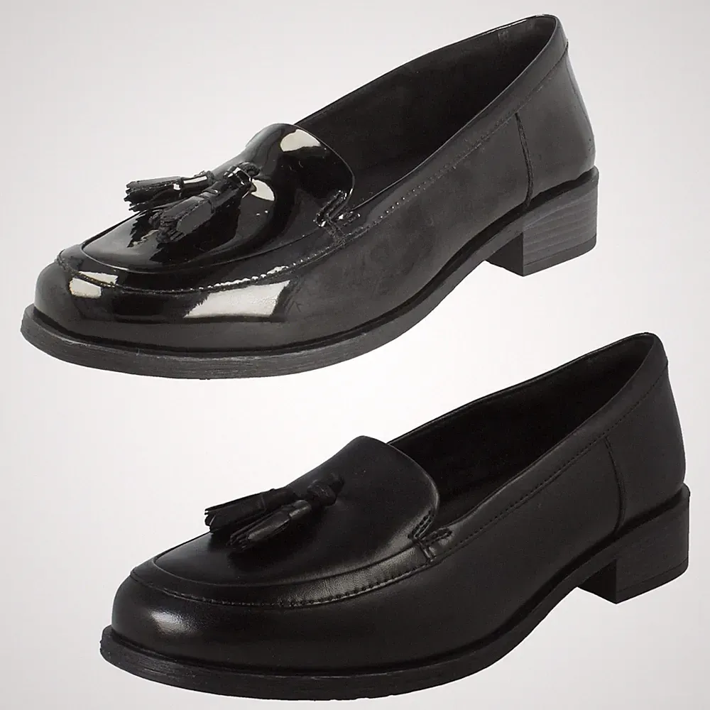 Clarks Havisham Edge Damen Slipper Loafer Schwarz Mit Quasten