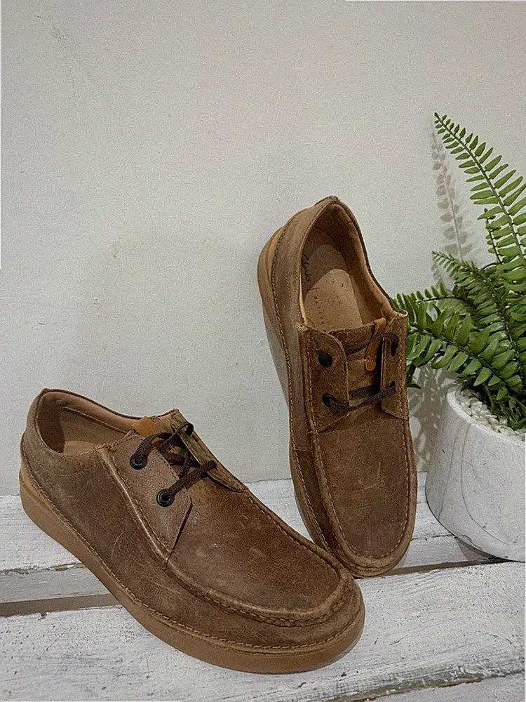 Clarks Herren Active Air Oakpark Braun Weiches Leder Schnürschuhe Oxford Schuhe UK 10 G