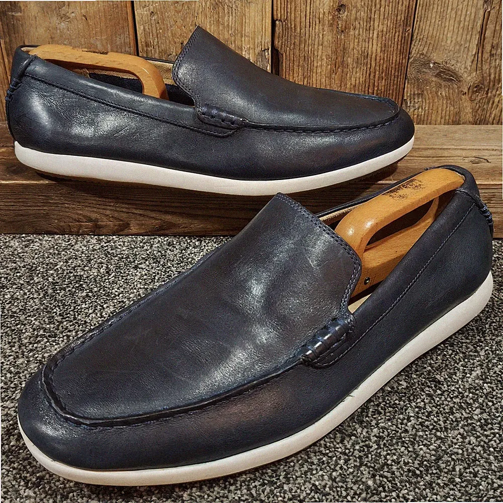 Clarks Herren Blau Leder Slipper Halbschuhe Größe UK 10 G Smart Freizeit Bootsschuhe